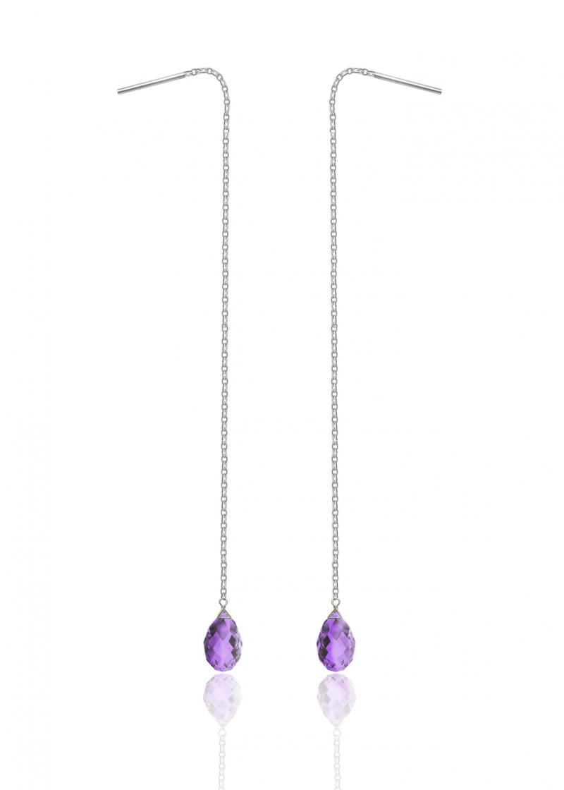 Drop earrings Purple SILVER
