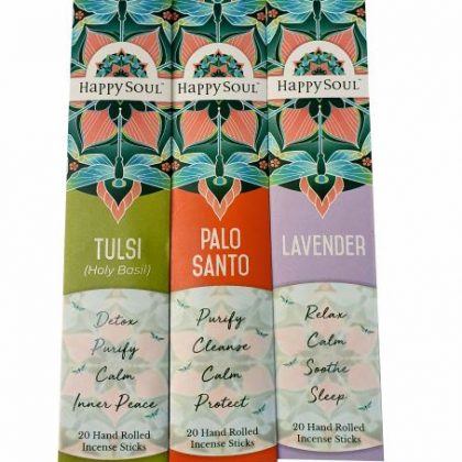 HAPPY SOUL Calm & Relaxation Series - Incense Sticks. Tulsi, Palo Santo, Lavender