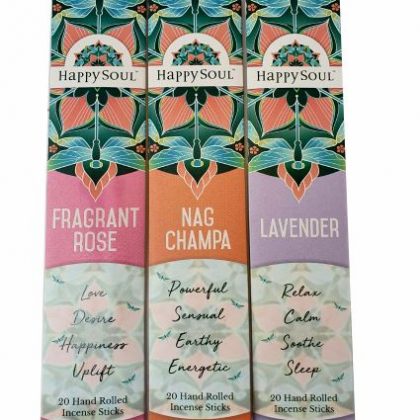 HAPPY SOUL Positive Emotions Series - Incense Sticks. Fragrant Rose, Nag Champa, Lavender
